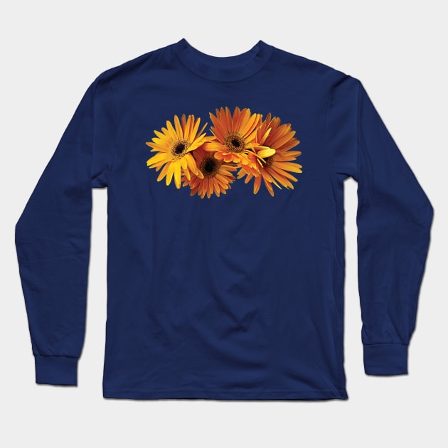 Daisies - Group of Yellow Gerbera Daisies Long Sleeve T-Shirt by SusanSavad